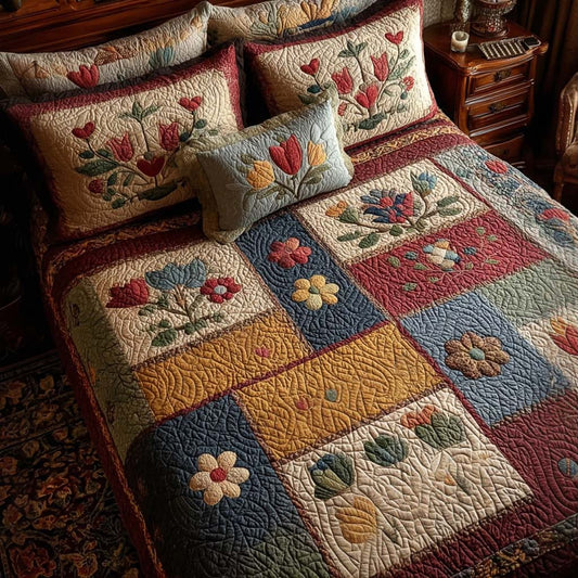 Wildflower Harmony 3-Piece Quilted Bedding Set NCU0DQQ0280
