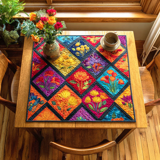Wildflower Harmony Quilted Table Topper NCU0NTD444