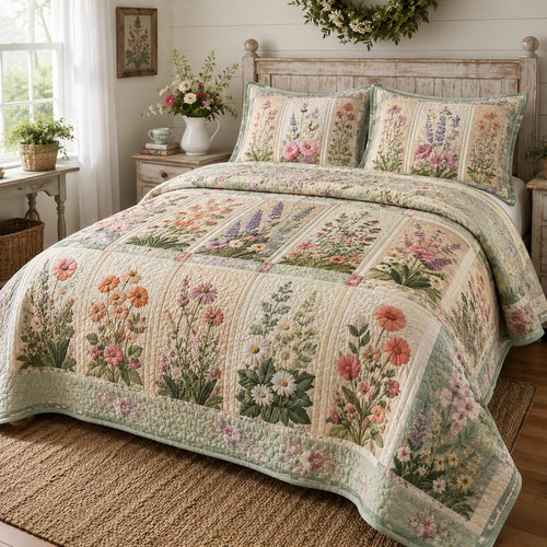 Wildflower Meadow 3-Piece Quilted Bedding Set NCU0DV2385