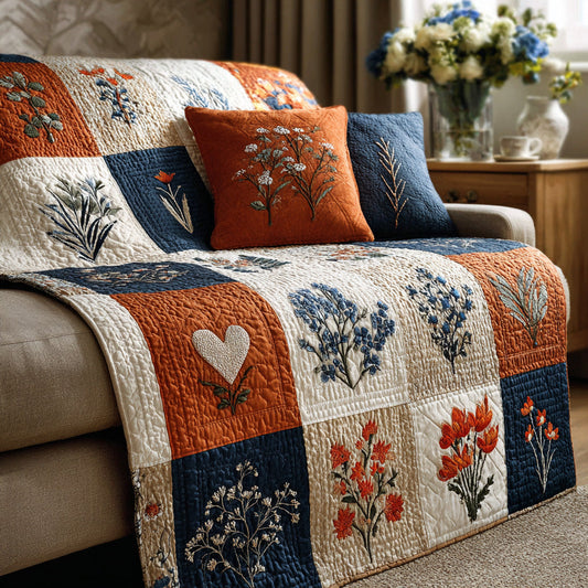 Wildflower Patchwork Quilted Blanket NCU0LDH261