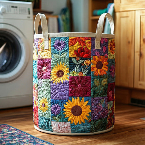 Wildflower Patchwork Quilted Laundry Basket NCU0LDH006