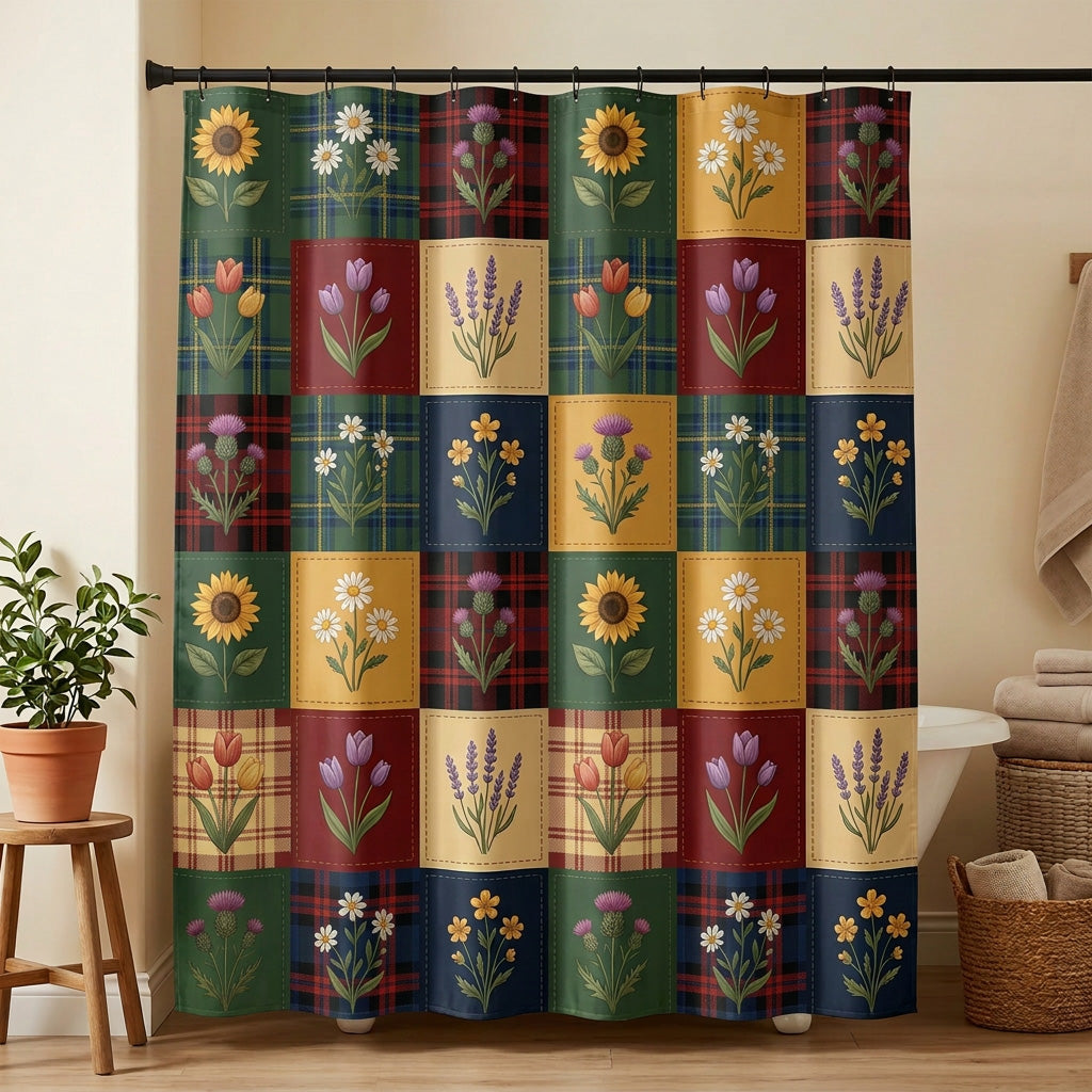 Wildflower Patchwork Shower Curtain NCU0NTV978