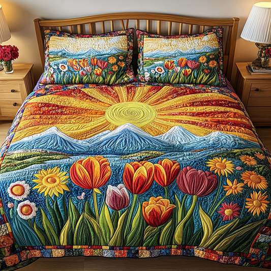 Wildflower Path 3-Piece Quilted Bedding Set NCU0PVL125