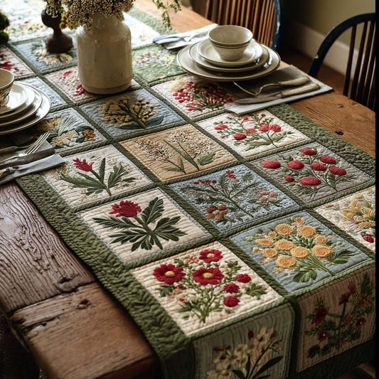 Wildflower Squares Quilted Table Runner NCU0DQQ0565