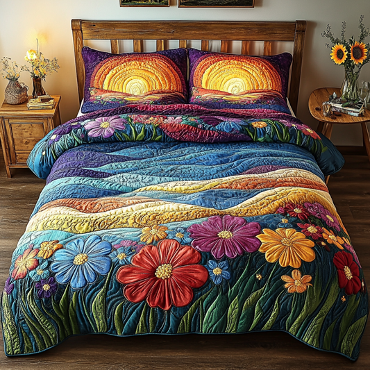 Wildflower Views 3-Piece Quilted Bedding Set NCU0PVL116
