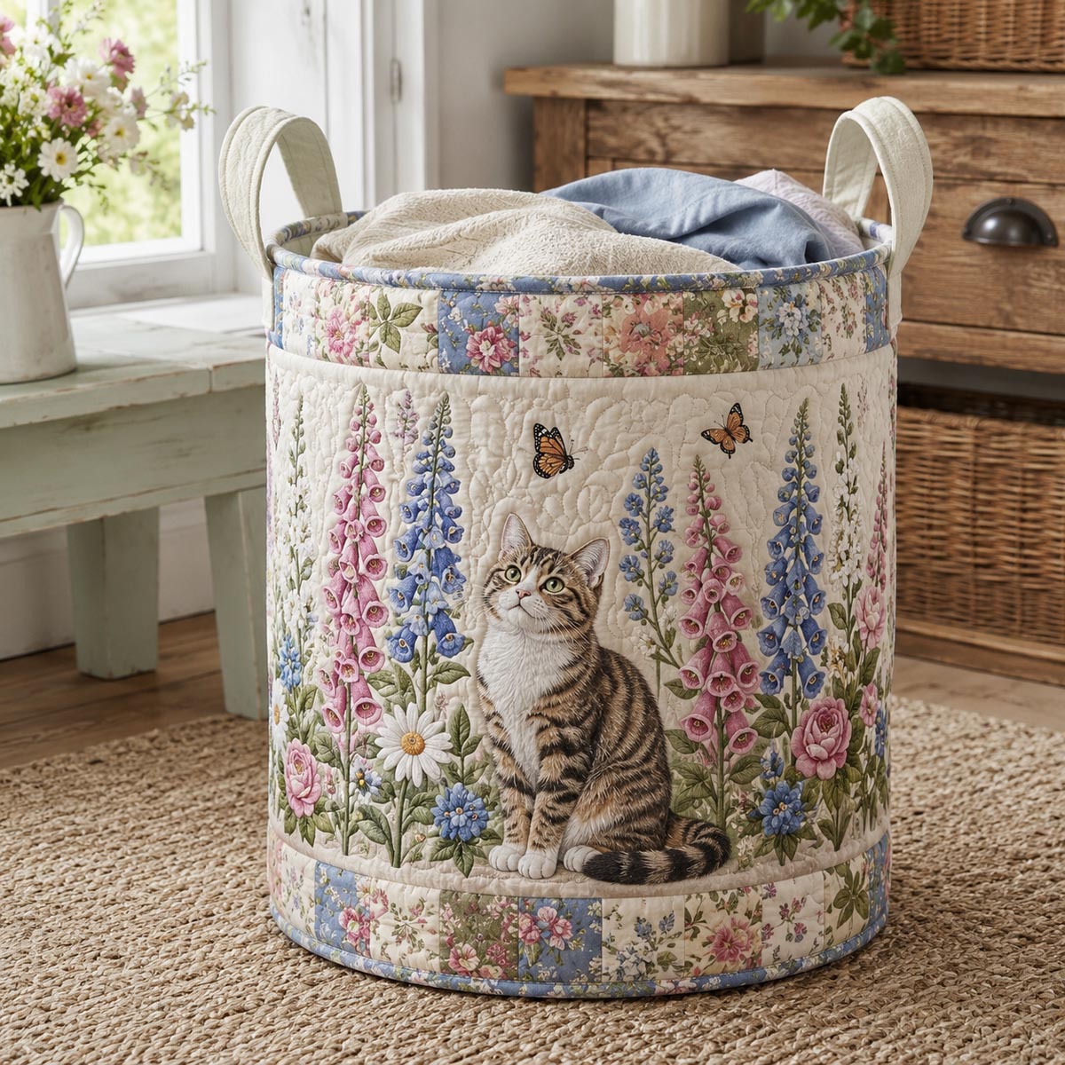 Wildflower Watcher Quilted Laundry Basket NCU0DV2341