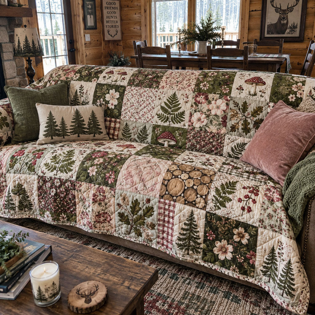 Wildflower Woodland Quilted Sofa Cover NCU0PTT3484