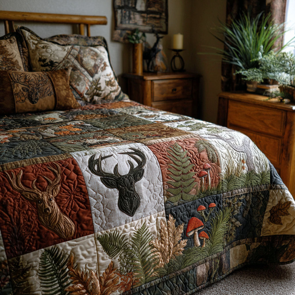 Wildwood Antlers Quilted Blanket NCU0PTT2471