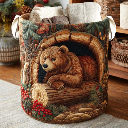 Wildwood Bear Quilted Laundry Basket NCU0NNL021