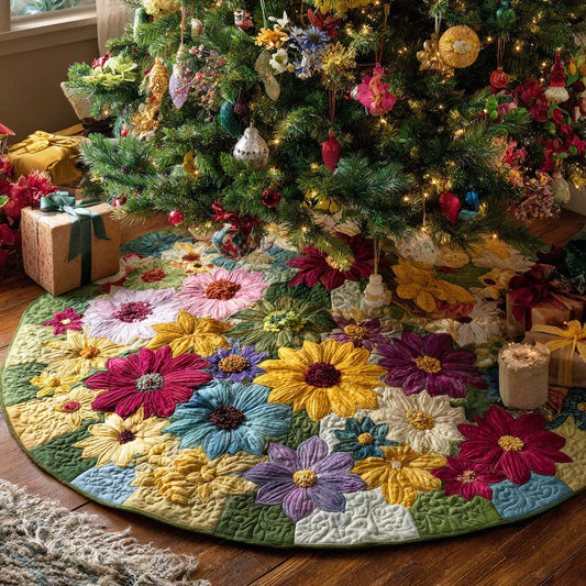 Windflower Field Christmas Quilted Tree Skirt NCU0NNT2422