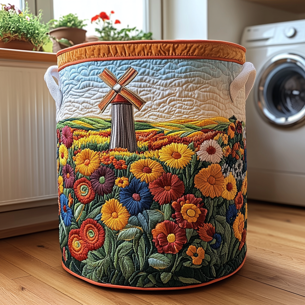 Windmill Meadow Quilted Laundry Basket NCU0DDK640