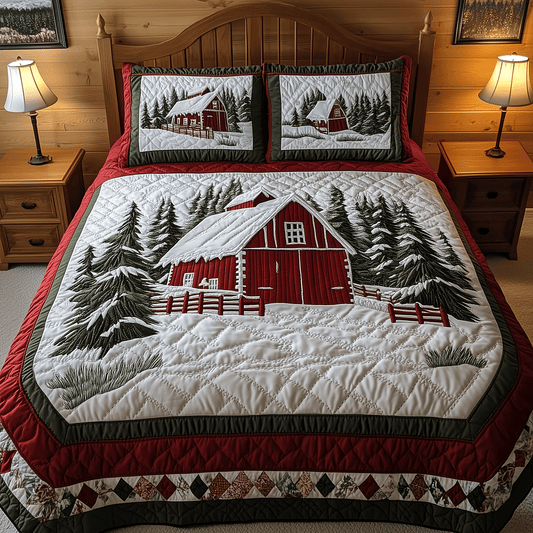 Winter Barnyard Charm 3-Piece Quilted Bedding Set NCU0TH2193