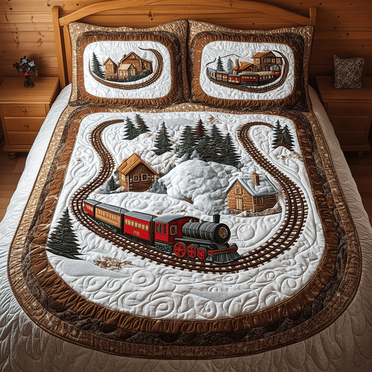 Winter Train Adventure 3-Piece Quilted Bedding Set NCU0TH2182