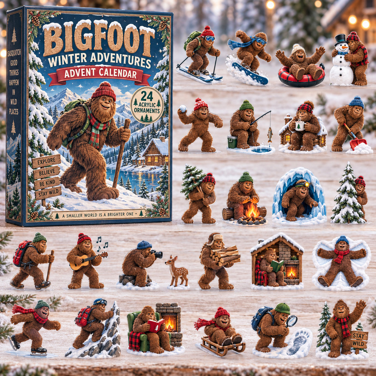 CHRISTMAS KICKOFF 40% OFF - Winter Bigfoot Advent Calendar 2026 - 24-Day Festive Countdown, Acrylic Charms Blind Box - Gift For Family and Friends AC0TV023