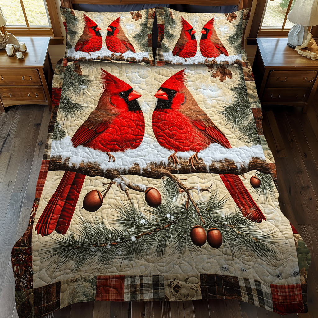 Winter Birds Bliss 3-Piece Quilted Bedding Set NCU0TL1501