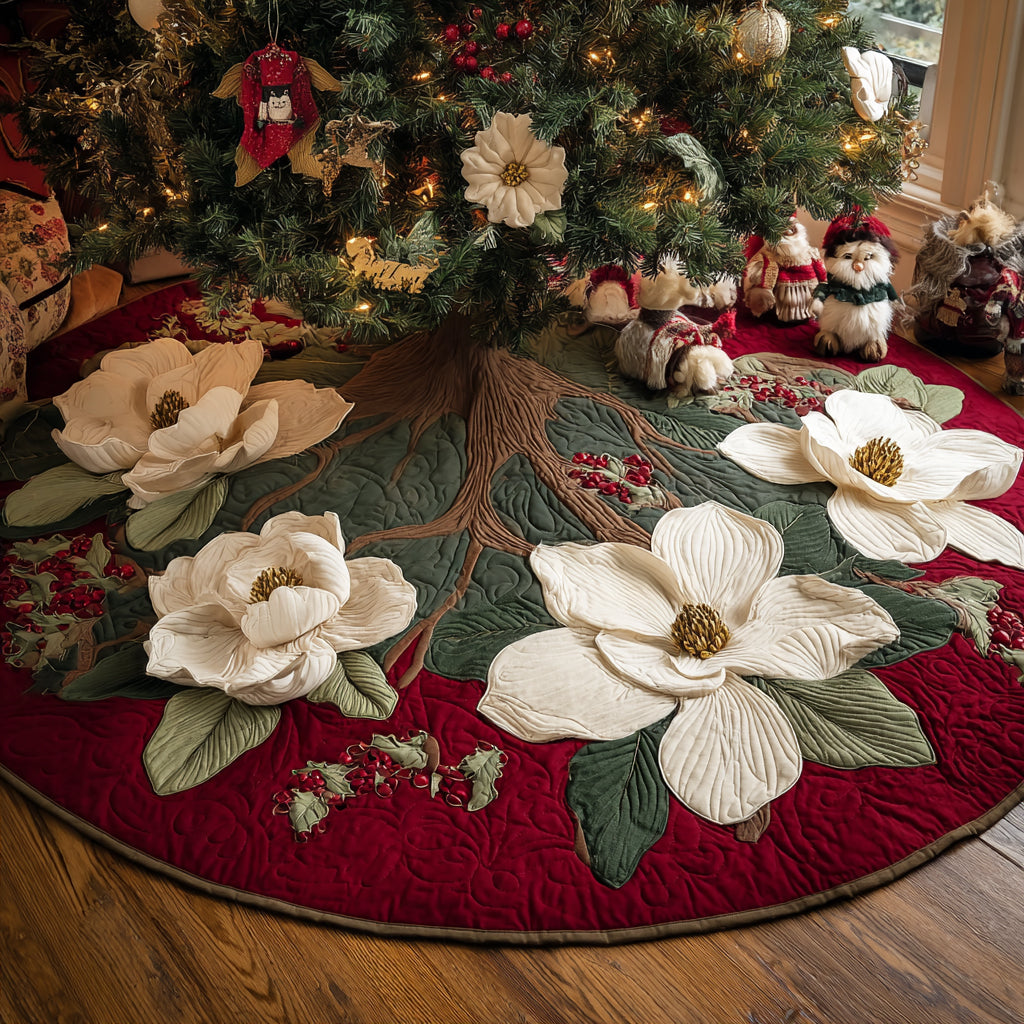 Winter Bloom Christmas Quilted Tree Skirt NCU0DV1387
