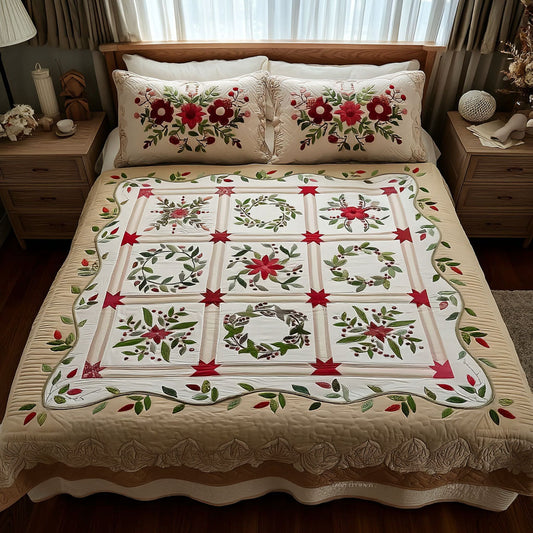 Winter Blossom 3-Piece Quilted Bedding Set NCU0NTV295