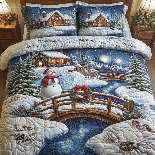 Winter Bridge 3-Piece Quilted Bedding Set NCU0NNT1780