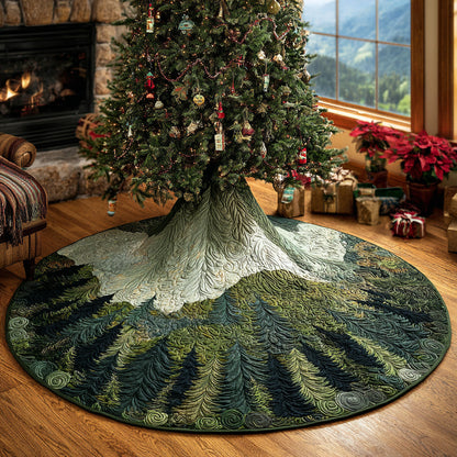 Winter Cabin Pines Christmas Quilted Tree Skirt NCU0DV1462