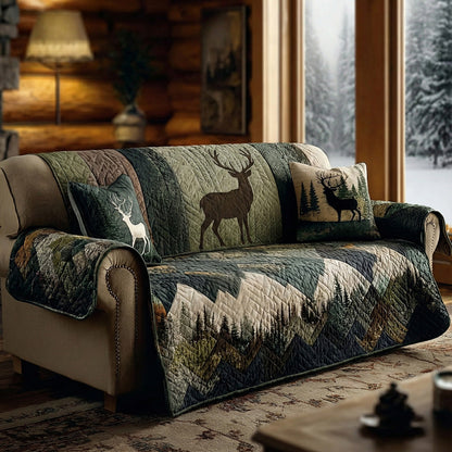 Winter Cabin Stag Quilted Sofa Cover NCU0LDH283