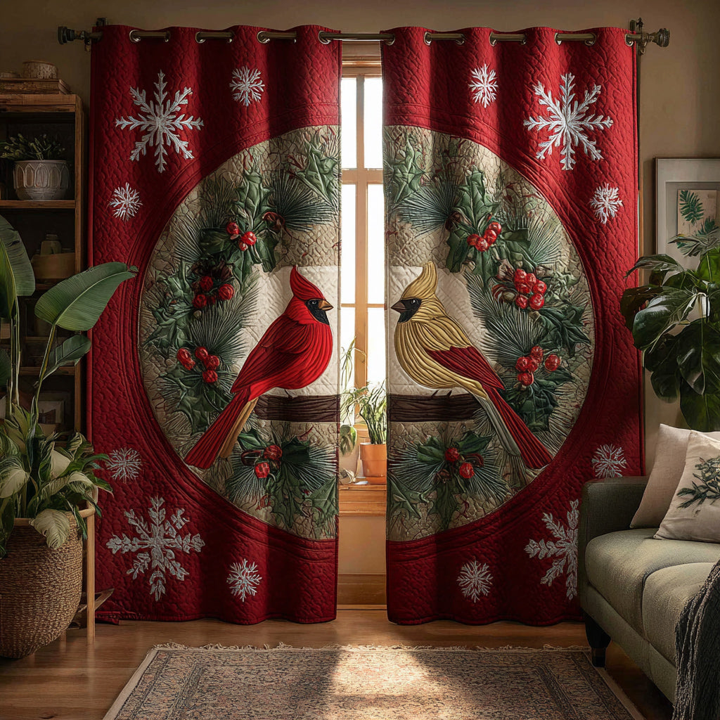Winter Cardinal Quilted Curtains NCU0HNH579