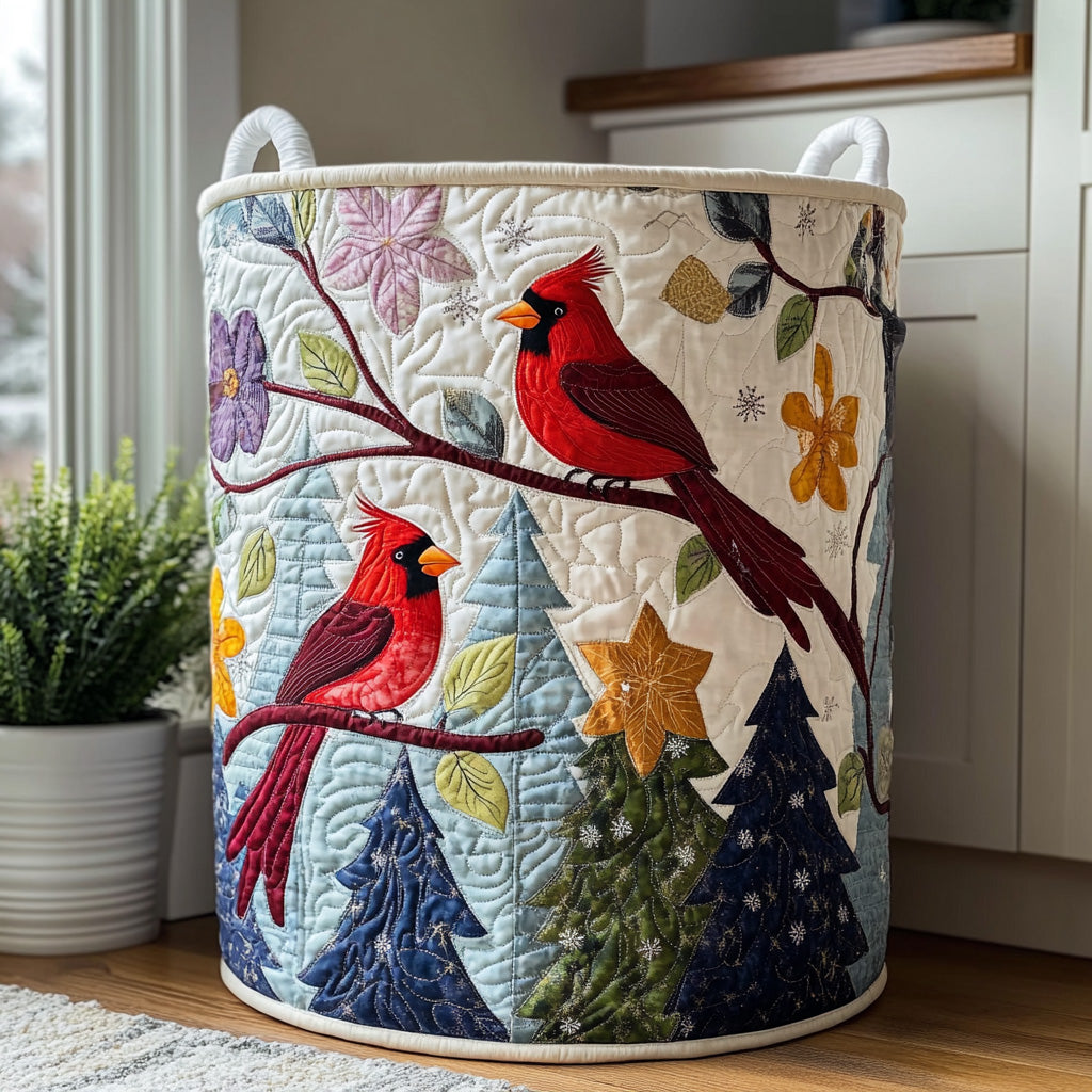 Winter Cardinal Quilted Laundry Basket NCU0DV813