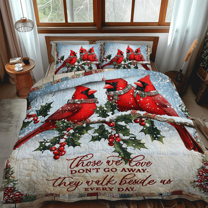 Winter Cardinals 3-Piece Quilted Bedding Set NCU0TL1495