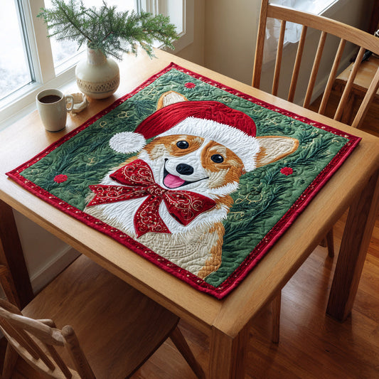 Winter Corgi Dream Quilted Table Topper NCU0HNH204