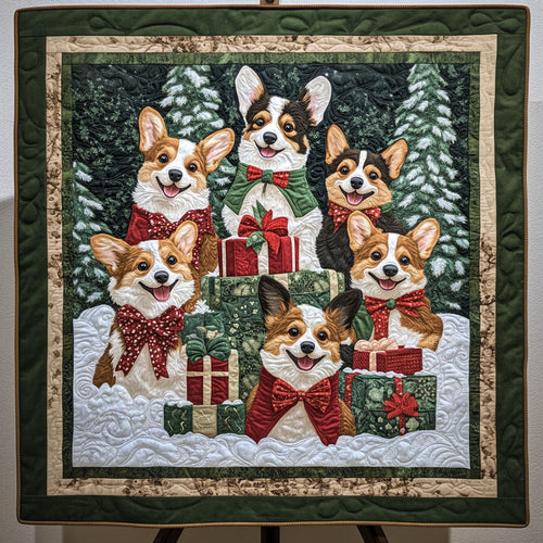 Winter Corgi Wonderland Quilted Blanket NCU0PT2091