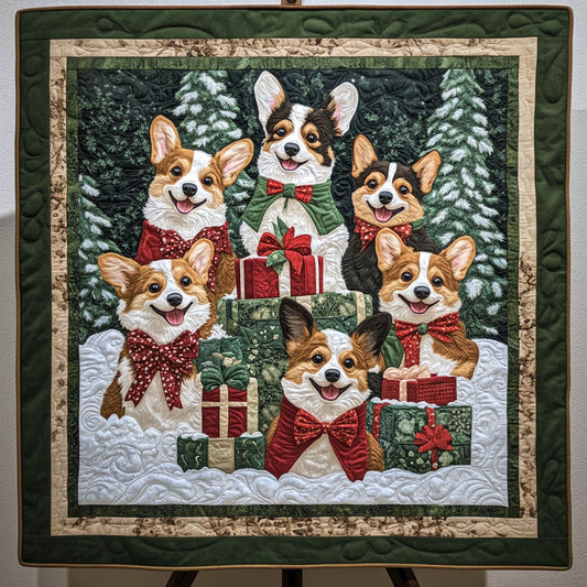 Winter Corgi Wonderland Quilted Blanket NCU0PT2091