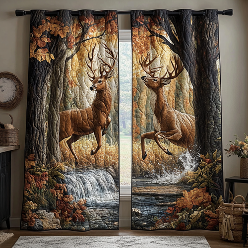 Winter Deer Quilted Curtains NCU0DDK1936