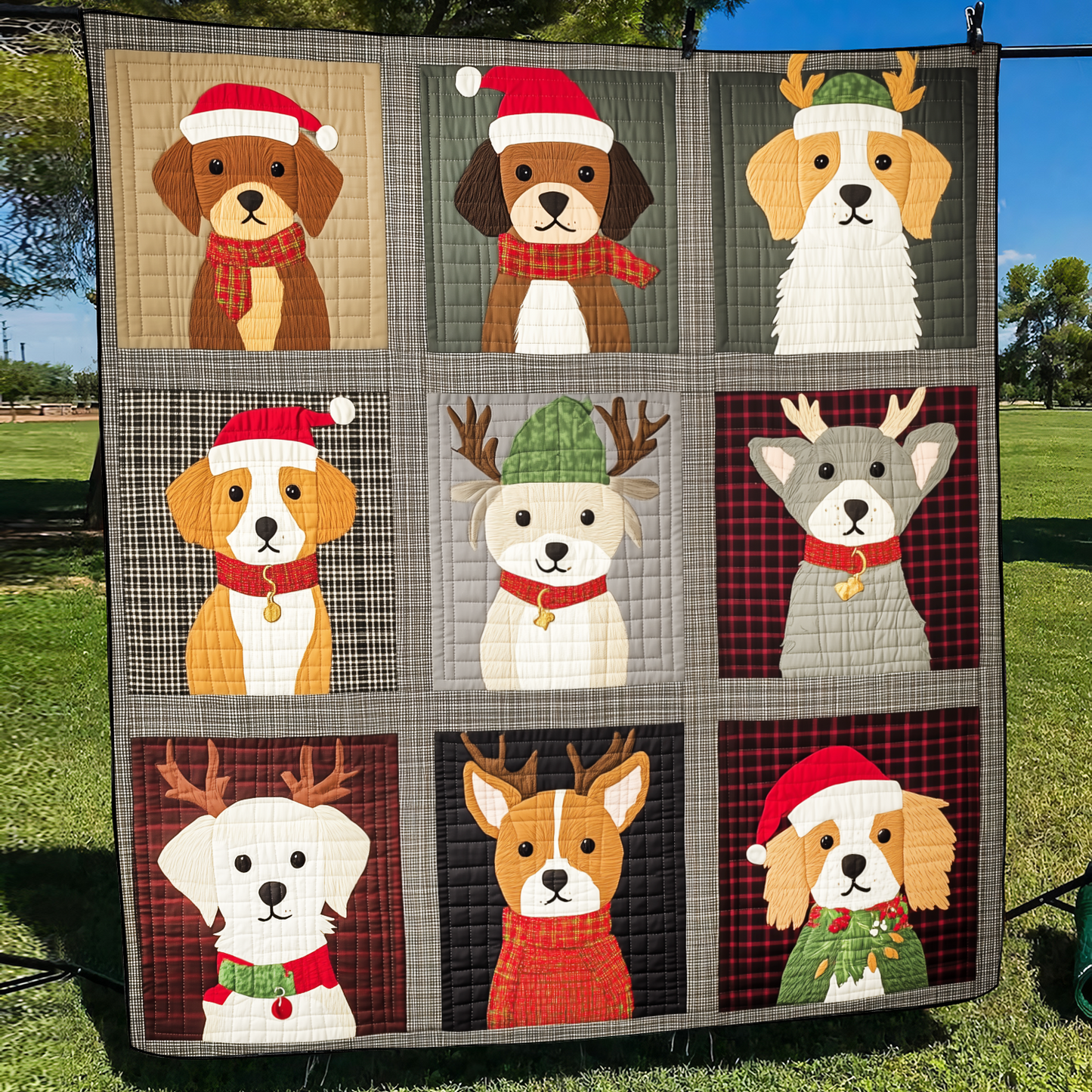 Winter Dog Wonderland Quilted Blanket NCU0VL643