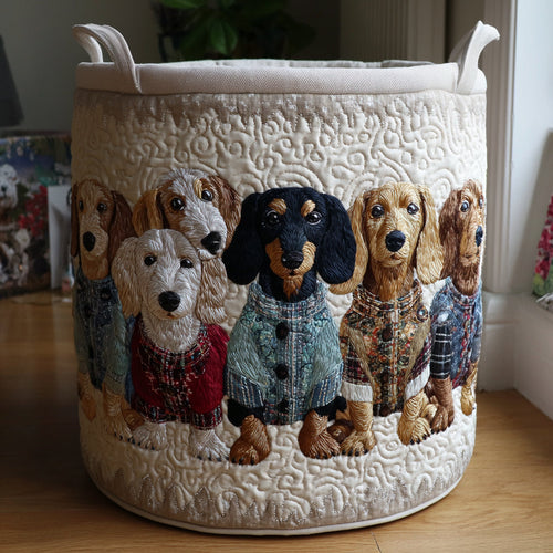 Winter Doxie Crew Quilted Laundry Basket NCU0DV1641