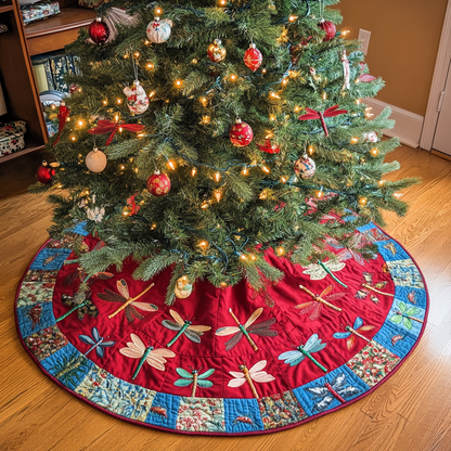 Winter Dragonfly Christmas Quilted Tree Skirt NCU0DDK1573