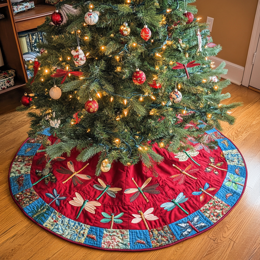 Winter Dragonfly Christmas Quilted Tree Skirt NCU0DDK1573