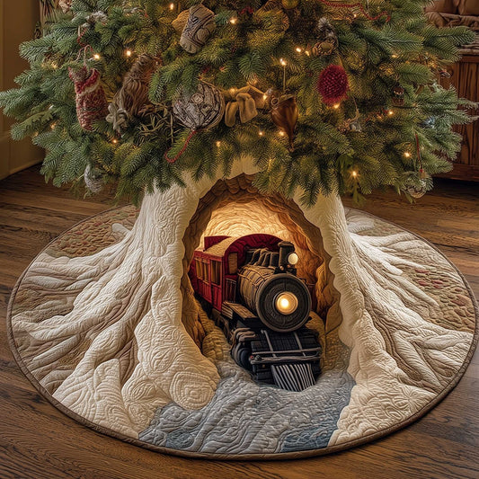 Winter Express Train Christmas Quilted Tree Skirt NCU0HTT029