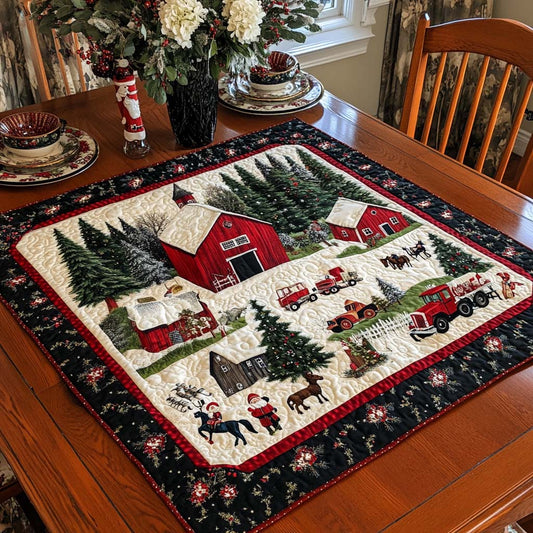 Winter Farm Scene Quilted Table Topper NCU0NNT1534
