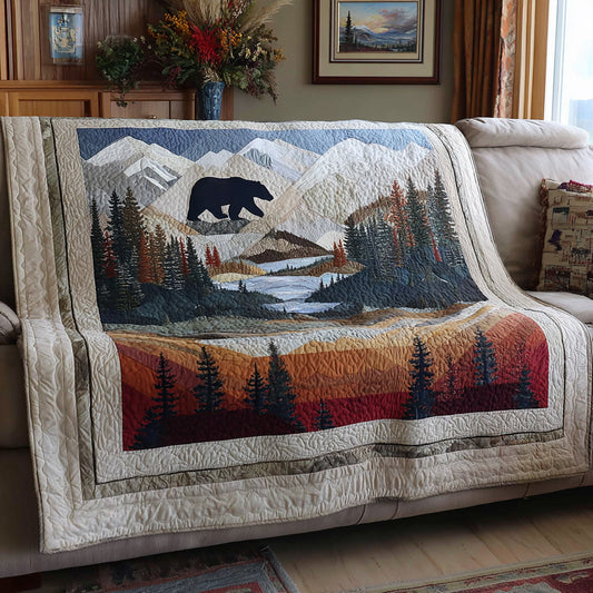Winter Forest Bear Quilted Blanket NCU0LDH761