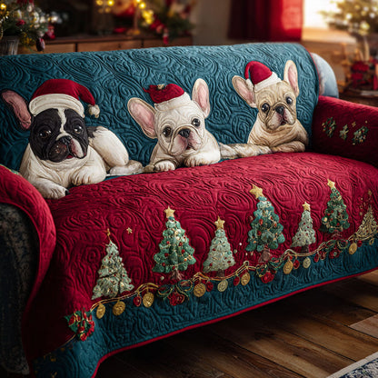Winter Frenchies Quilted Sofa Cover NCU0TV852