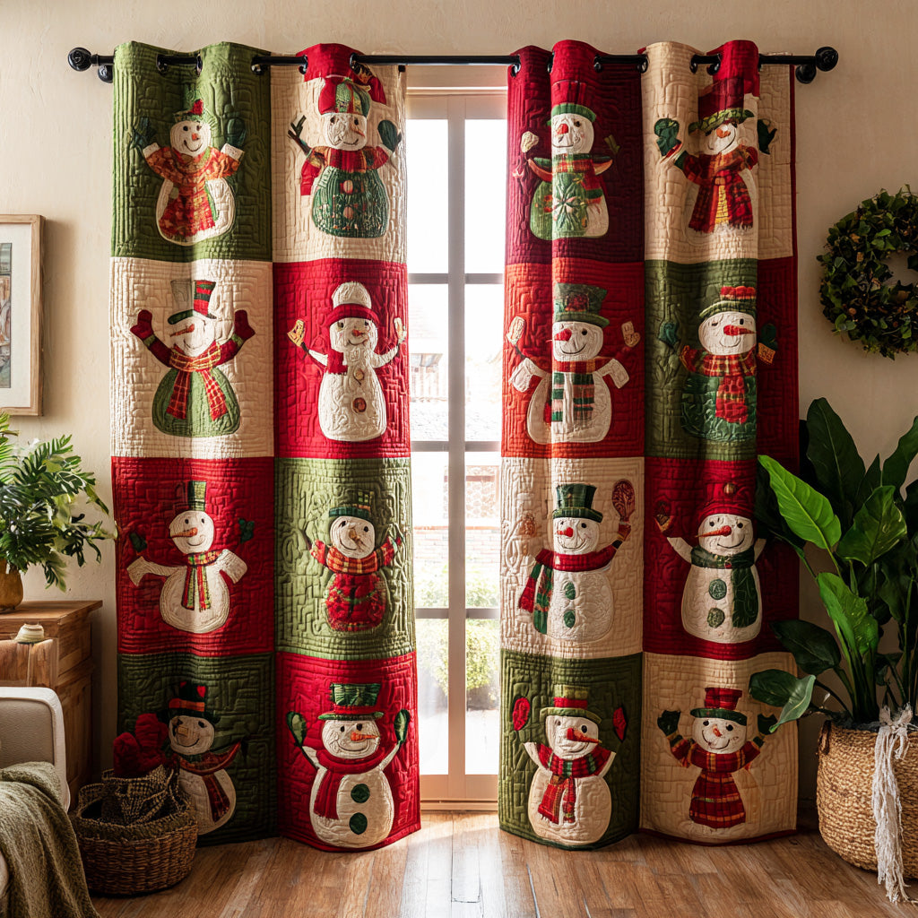 Winter Glow Snowman Quilted Curtains NCU0NTD988