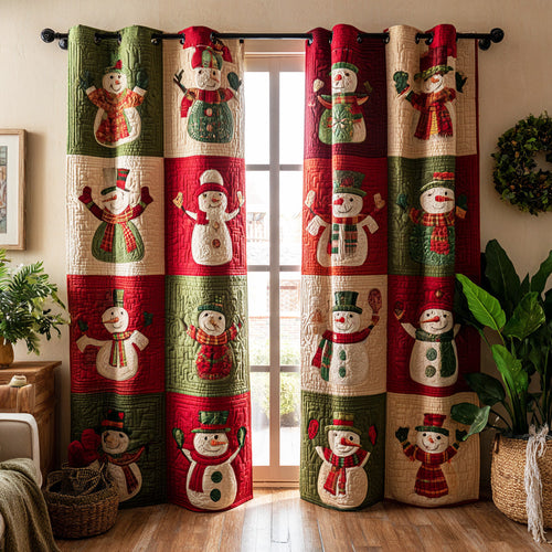 Winter Glow Snowman Quilted Curtains NCU0NTD988