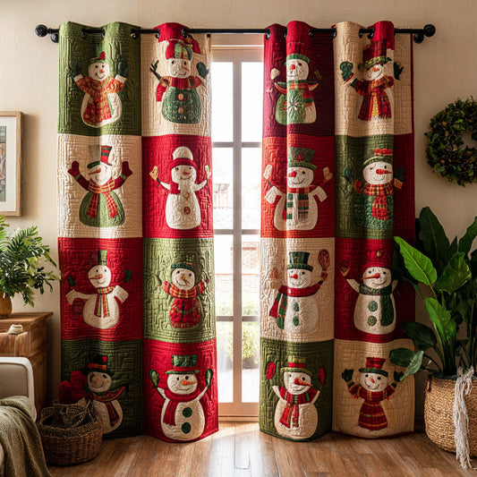 Winter Glow Snowman Quilted Curtains NCU0NTD988