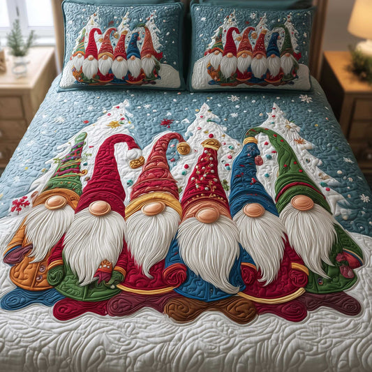 Winter Gnome Dreams 3-Piece Quilted Bedding Set NCU0HTT105