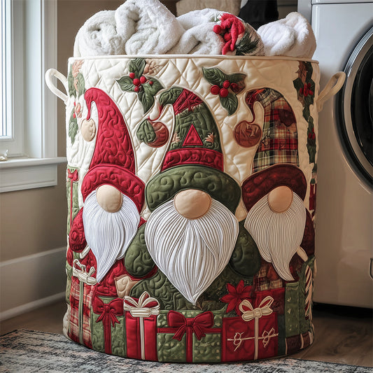 Winter Gnome Quilted Laundry Basket NCU0TH3143