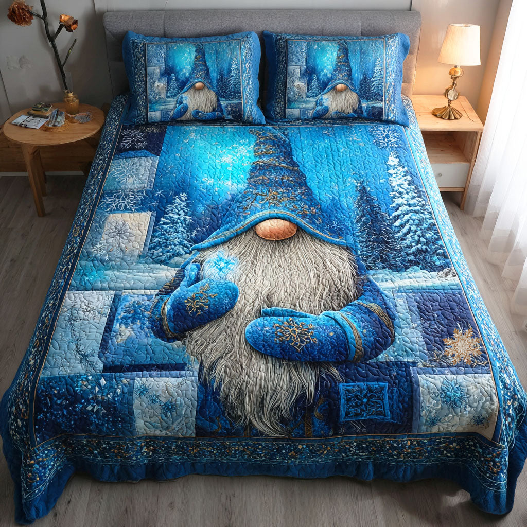 Winter Gnome Whispers 3-Piece Quilted Bedding Set NCU0NTD598