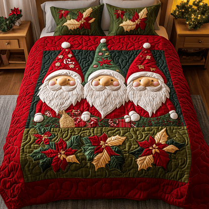 Winter Gnome Wonderland 3-Piece Quilted Bedding Set NCU0TH2126