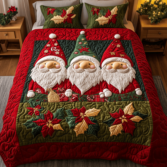Winter Gnome Wonderland 3-Piece Quilted Bedding Set NCU0TH2126
