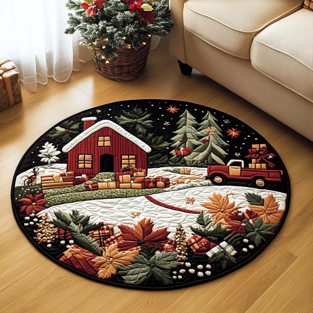 Winter Harvest Road Quilted Round Mat NCU0NT1237