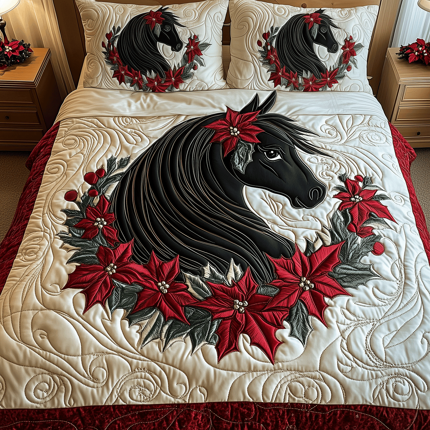 Winter Horse Dreams 3-Piece Quilted Bedding Set NCU0TH2204
