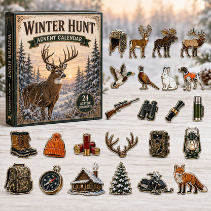 CHRISTMAS KICKOFF 40% OFF - Winter Hunt Season Advent Calendar 2026 - 24-Day Festive Countdown, Acrylic Charms Blind Box - Gift For Hunting Lovers